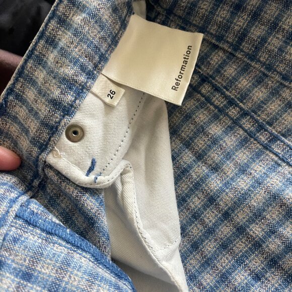 Reformation Women's Jeans - Size 26 - Blue Checked Pattern - Picture 2 of 5